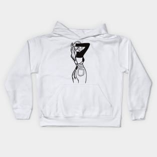 Woman line drawing Kids Hoodie